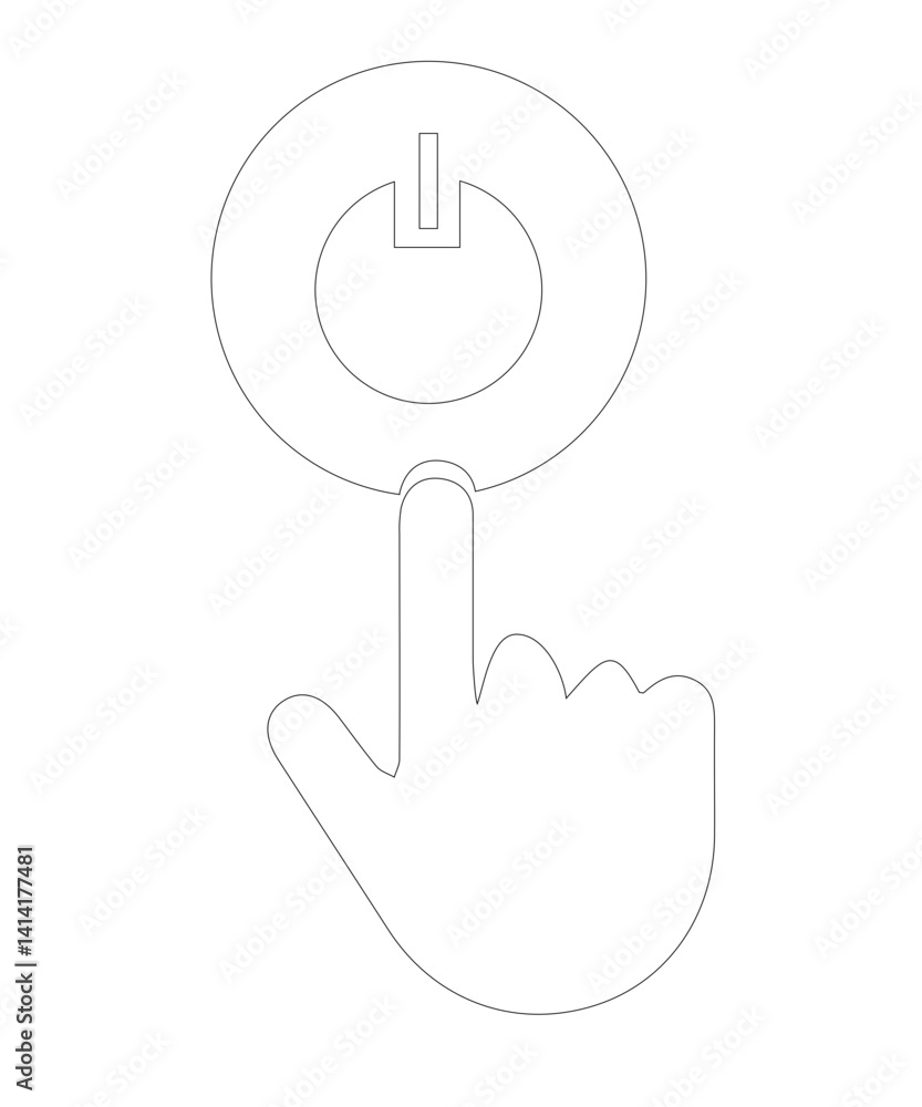 Power button icon with thin outline Power button icon with thin outline