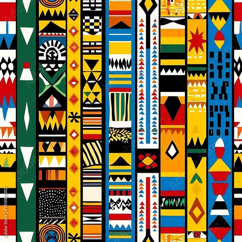 Vibrant African Tribal Geometric Textile Pattern