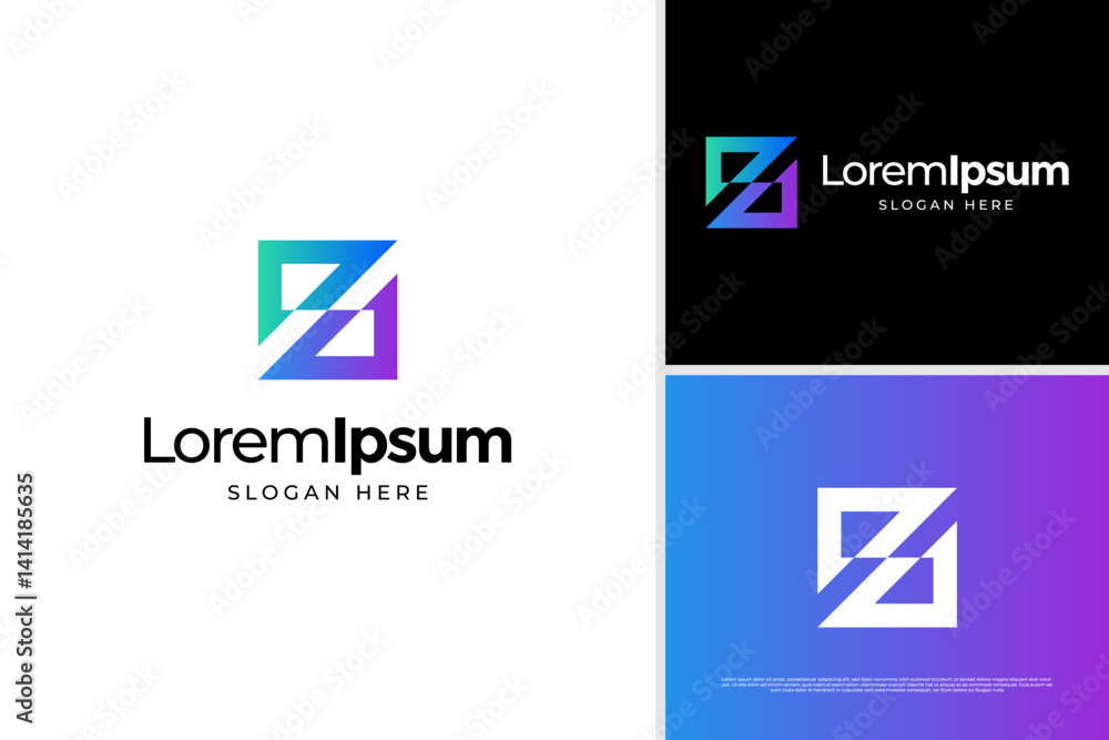 Colorful Letter Z Geometric shape with negative space style logo vector design template Colorful Letter Z Geometric shape with negative space style logo vector design template