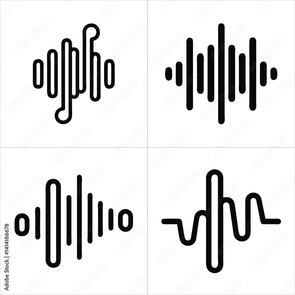 Obraz premium music wave icon set 