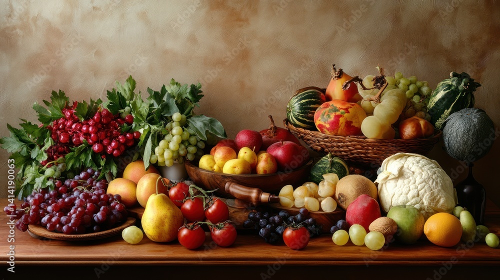 Still Life with an Assortment of Fruits and Vegetables Still Life with an Assortment of Fruits and Vegetables