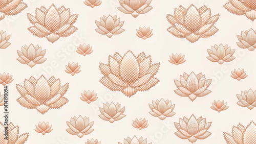 Pixel Art Geometric Lotus Pattern peach fuzz