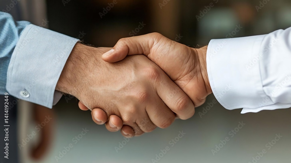 Close-up of two individuals shaking hands wearing formal attire symbolizing agreement or business partnership in a professional setting Close-up of two individuals shaking hands wearing formal attire symbolizing agreement or business partnership in a professional setting