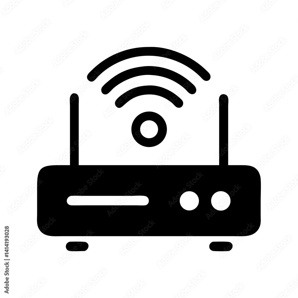 Wi-Fi Router with Antenna Signal Icon Design Wi-Fi Router with Antenna Signal Icon Design