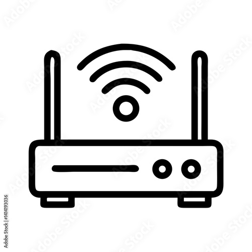 Wi-Fi Router with Antenna Signal Icon Design