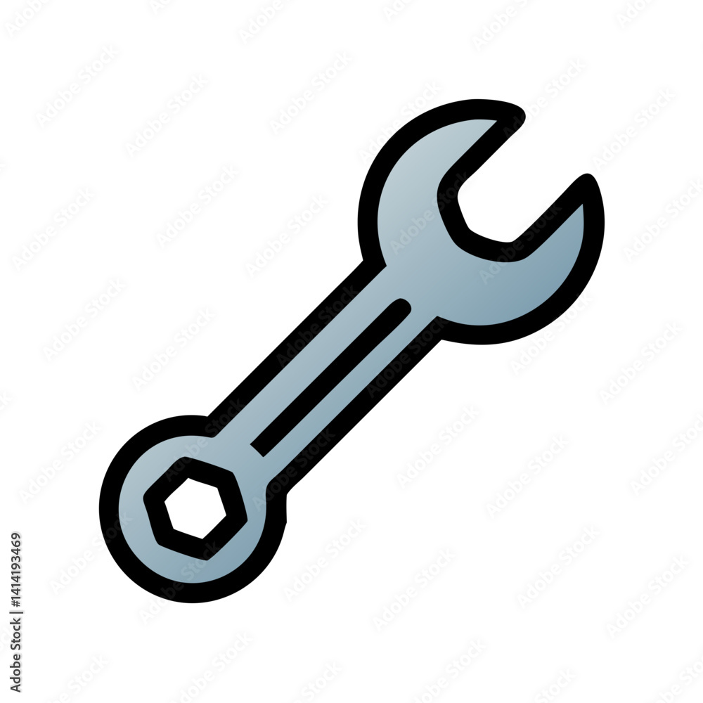 Wrench Tool with Open-End Grip Icon Design Wrench Tool with Open-End Grip Icon Design