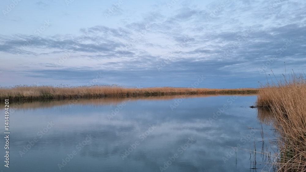 Beautiful morning river landscape.