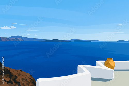 
Aegean Sea Horizon with Distant Islands

