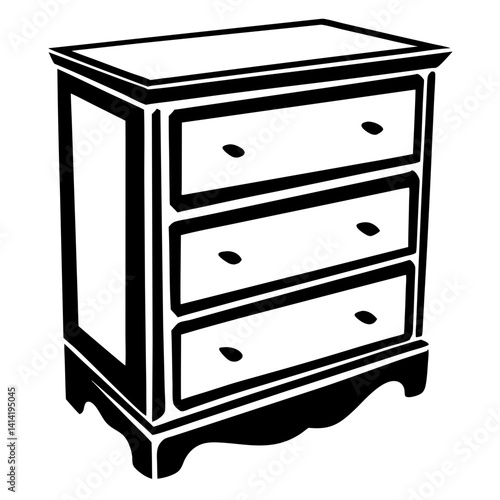 Black and white chest of drawers with three drawers vector design