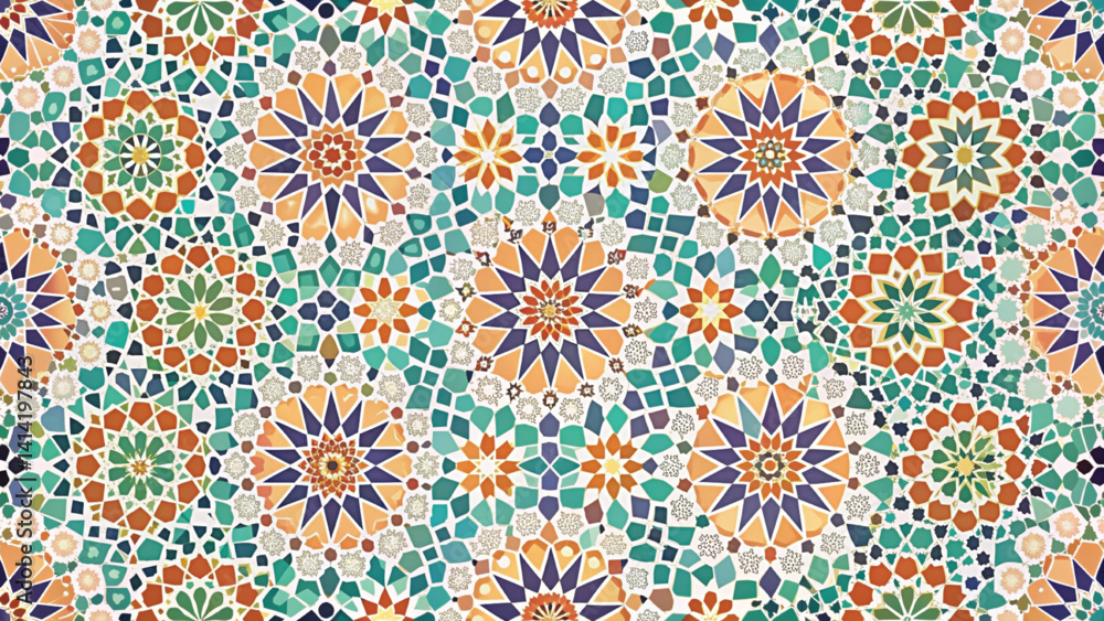 Fototapeta premium Portuguese ceramic patterns seamless moroccan mosaic spanish Minimal Vector