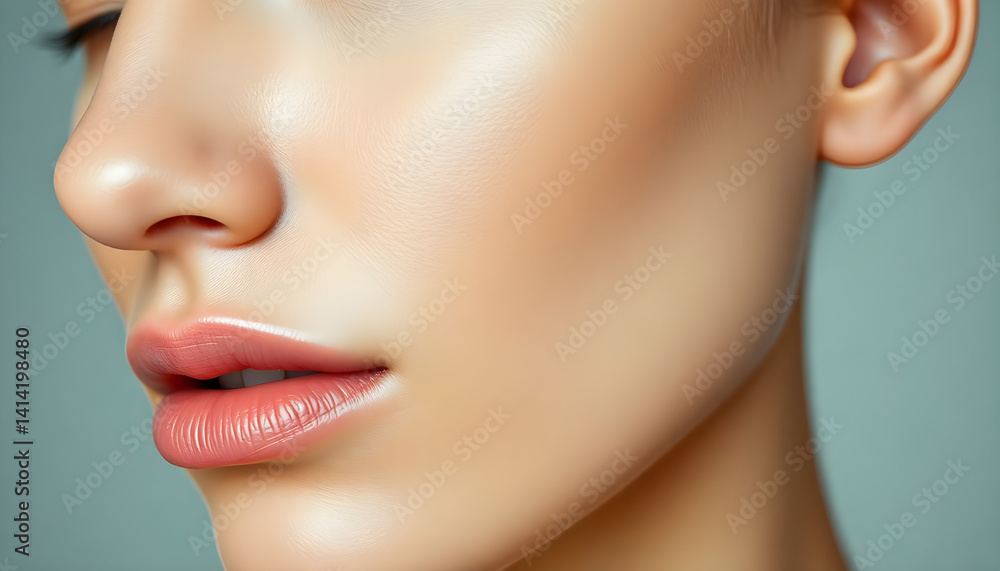 Obraz premium close up of a woman's face with a red lip