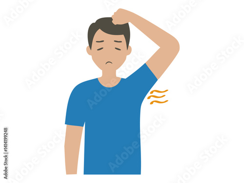 脇の匂いが気になる男性のイラスト