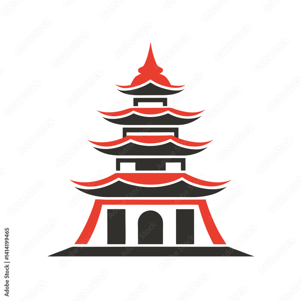 minimalist clean pagoda structure logo icon on white minimalist clean pagoda structure logo icon on white