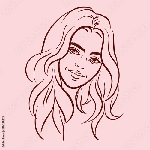 girl with long hair vector for illustration card decoration