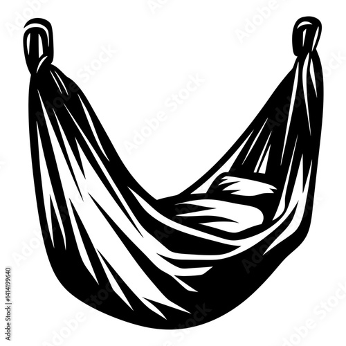 Monochromatic hammock hanging for relaxation and summer chill vibes illustration concept