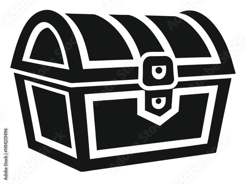 wooden treasure chest silhouette, treasure chest flat vector icon. Treasure chest vector silhouette icon illustration