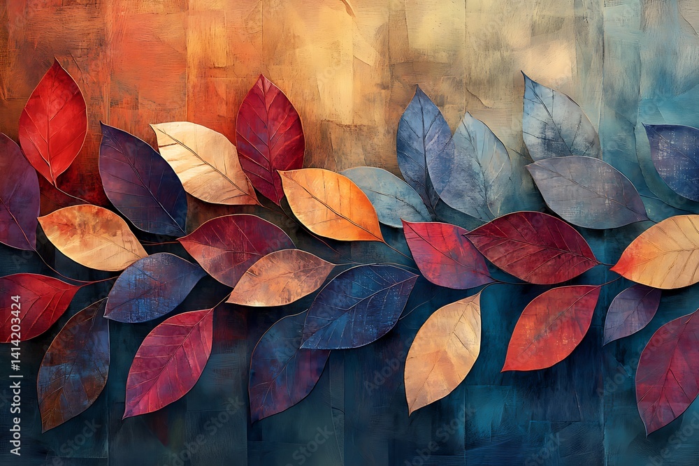 Obraz premium An abstract artwork featuring leaves