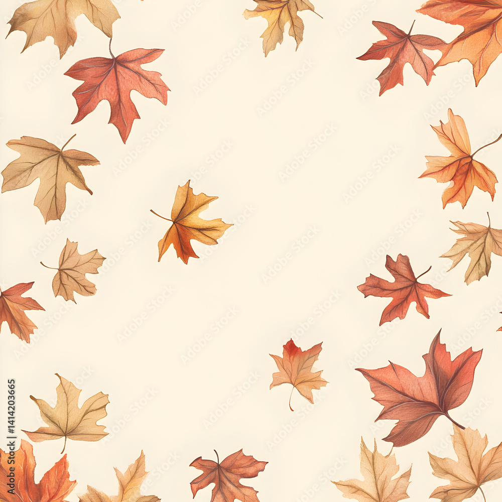 Autumn leaves falling nature scene digital illustration warm colors aerial view seasonal beauty Autumn leaves falling nature scene digital illustration warm colors aerial view seasonal beauty