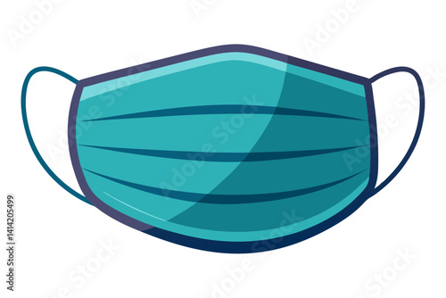 Reusable Face Mask Vector with Pleats and Loops