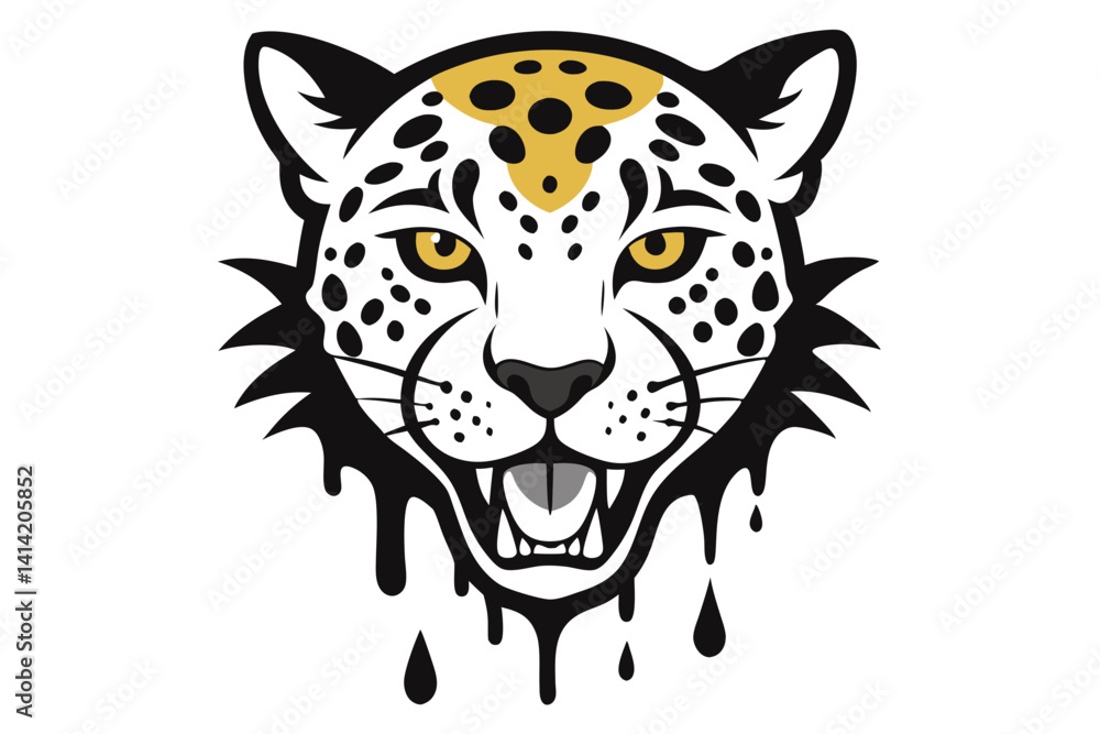 Leopard Head Tattoo Vector with Ink Details Leopard Head Tattoo Vector with Ink Details