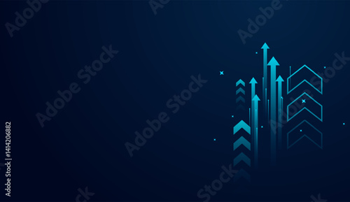A collection of up trend arrows in business vector elements. The technology blue arrows obect vector design used in finance and forex trading