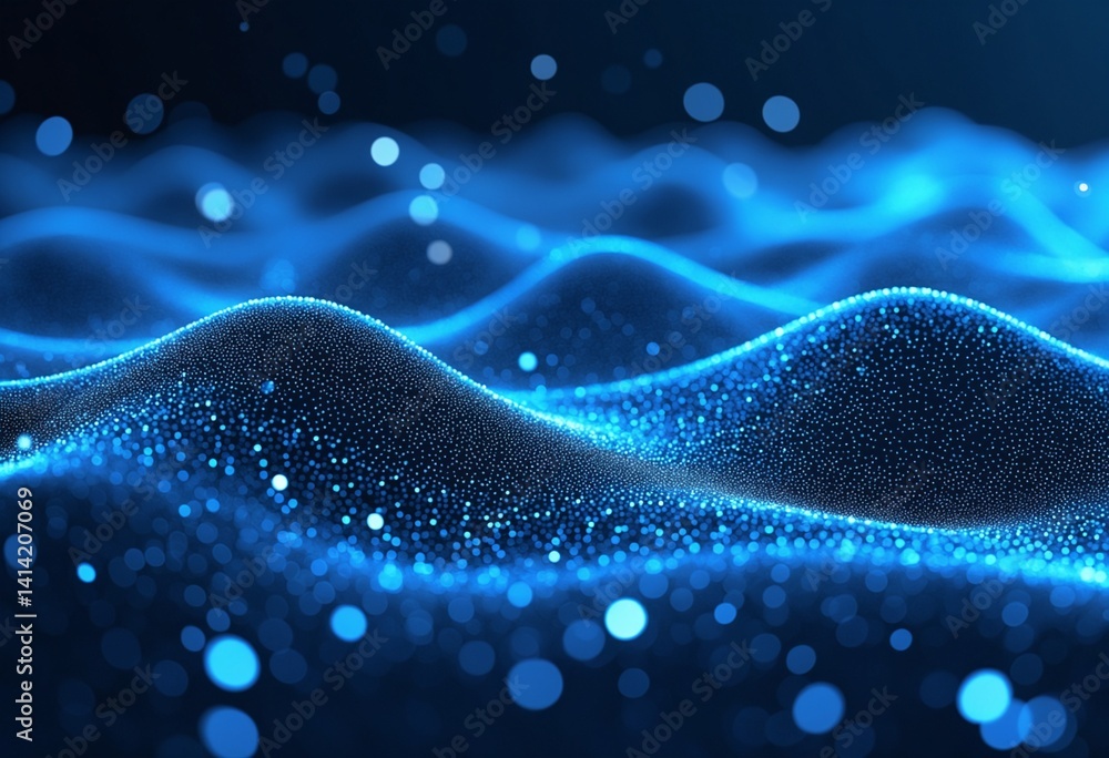 Abstract digital wave. Blue shape on the background. Futuristic point wave. Big data. 3D rendering Abstract digital wave. Blue shape on the background. Futuristic point wave. Big data. 3D rendering