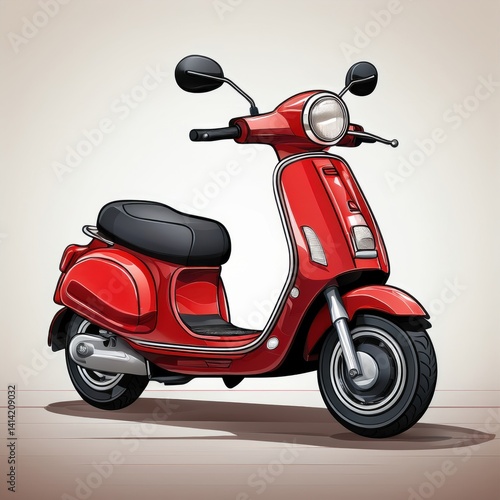 Wallpaper Mural Classic Red Scooter Illustration Stylish Two Wheeled Vehicle Design Torontodigital.ca