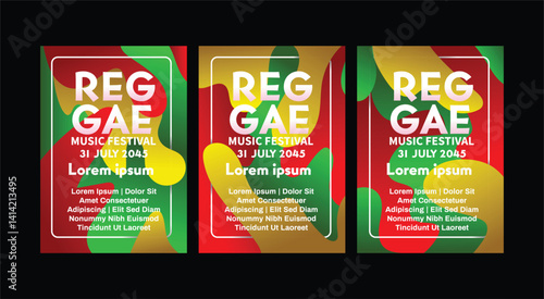 abstract liquid three color background for modern reggae music festival poster template. international paper size music poster template vector illustration.