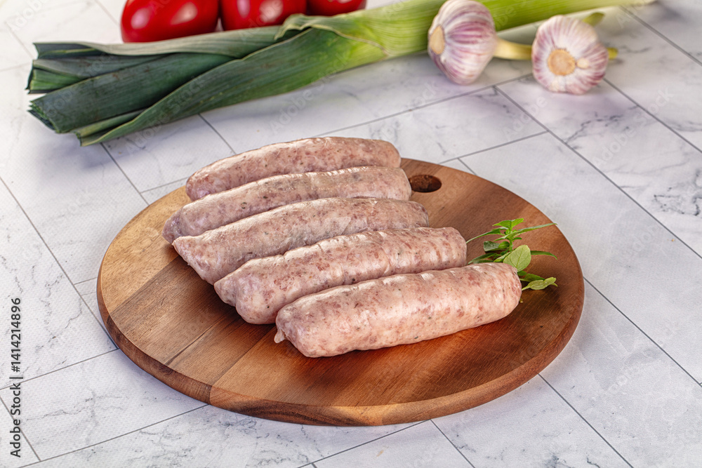 Raw pork sausages for grill