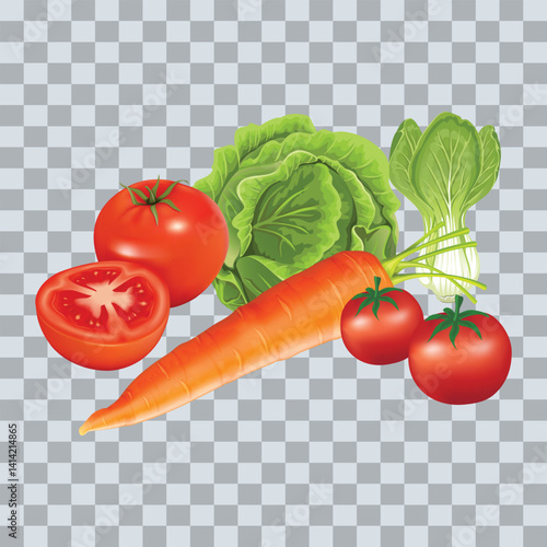 fresh and healthy vegetables tomatos pepper fruit vector png design