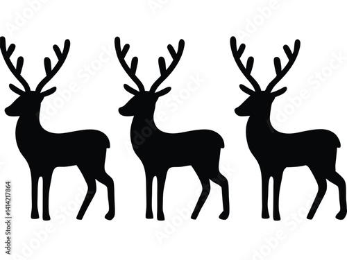 vector set silhouette of deer, Deer Silhouette Set, Elegant Deer Silhouette Collection