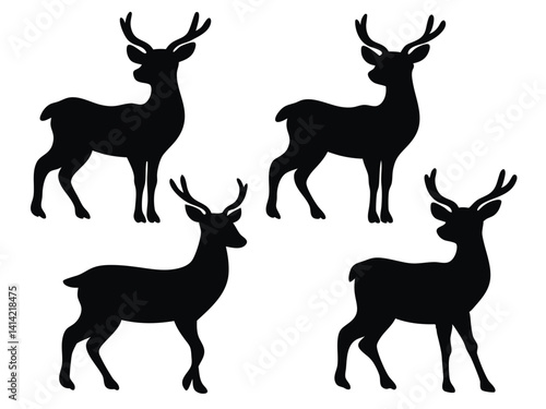vector set silhouette of deer, Deer Silhouette Set, Elegant Deer Silhouette Collection