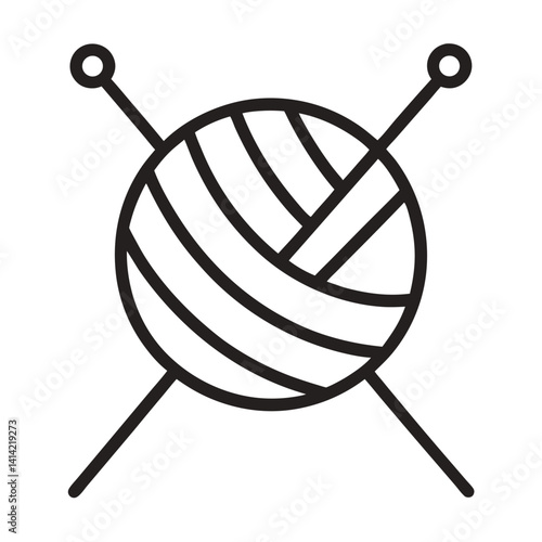 knitting yarn ball line icon