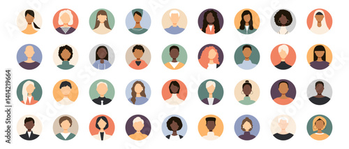 Icons of different people. Modern design.