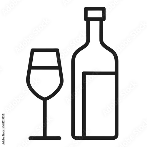 wine bottle and glass minimal icon