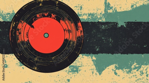 Vintage Vinyl Record on Abstract Background with Colorful Texture