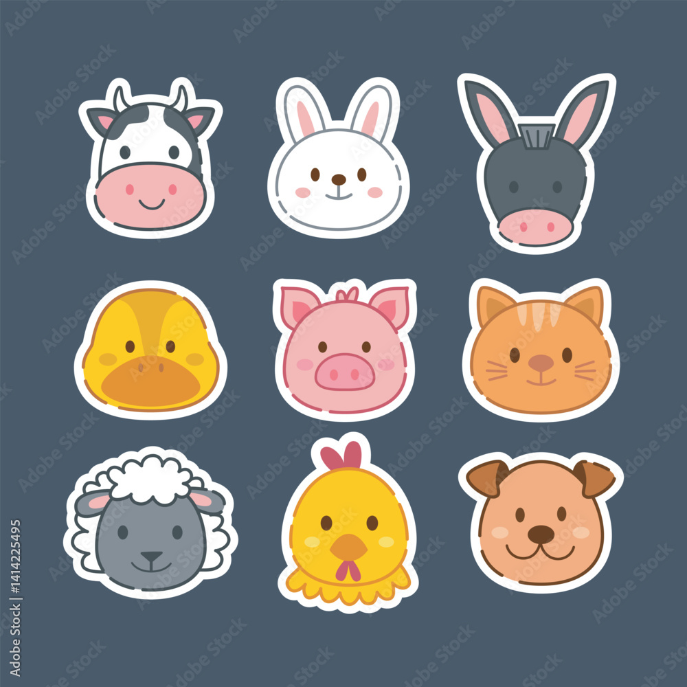 pet head character collection set in isolated background pet head character collection set in isolated background