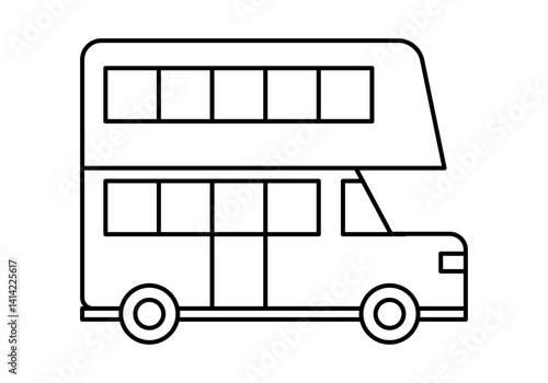 Icono negro de autobús de doble piso