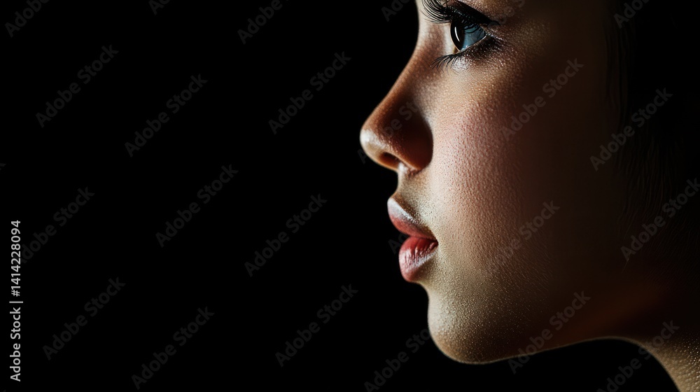 Mysterious Profile: A Captivating Portrait in Shadow and Light Mysterious Profile: A Captivating Portrait in Shadow and Light