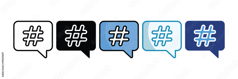 Obraz premium Hashtag Icon Set Multiple Style Collection