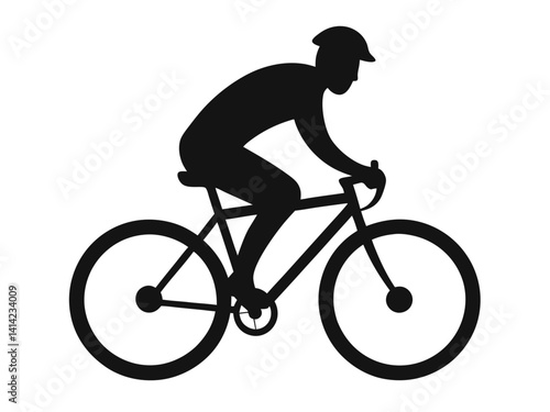 Cycling silhouette vector, silhouette of a person riding a bicycle, A silhouette of a male biker with helmet biking vector illustration