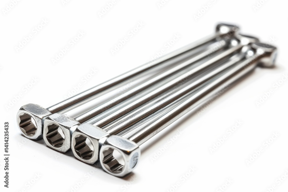 Stainless steel hex keys arranged in a neat line on a bright surface for easy access during repairs isolated on transparent background Stainless steel hex keys arranged in a neat line on a bright surface for easy access during repairs isolated on transparent background