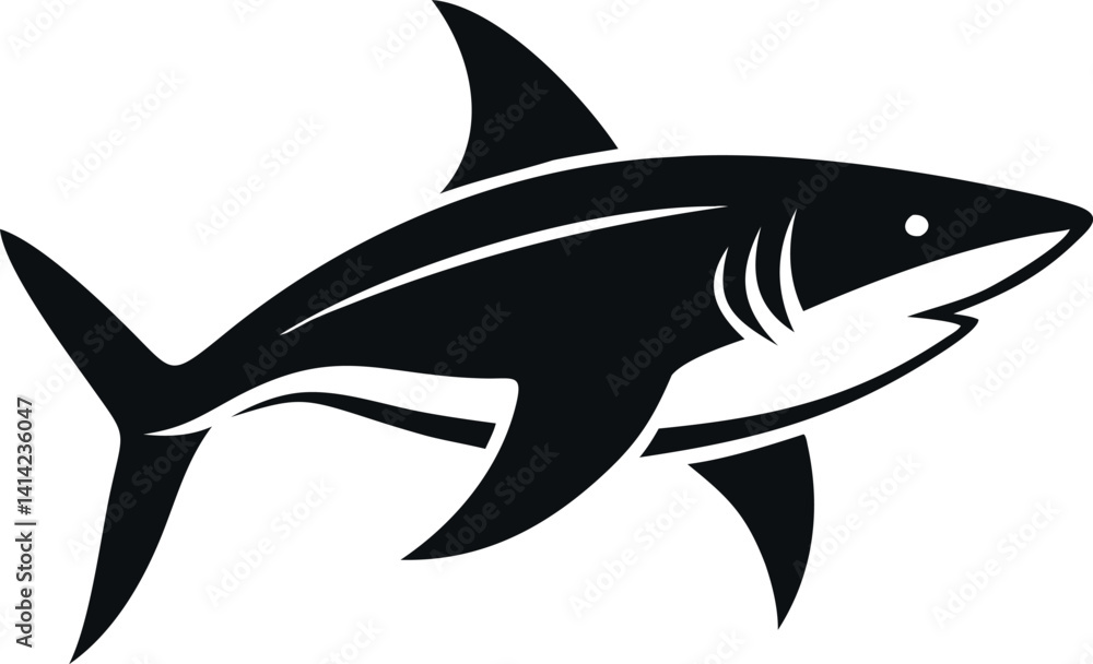 Fototapeta premium Powerful Shark Silhouette Design for Branding or Graphic Use