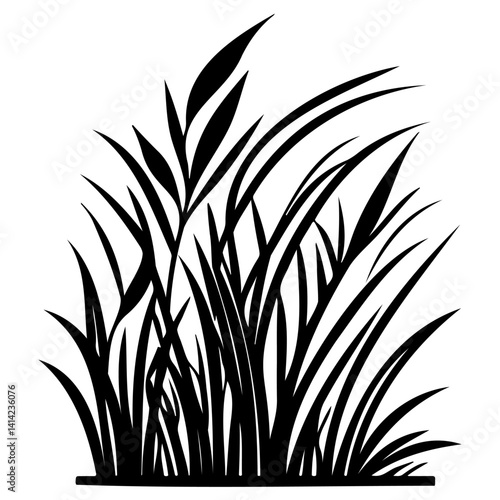 Stylized Silhouette of Wild Grass and Reeds