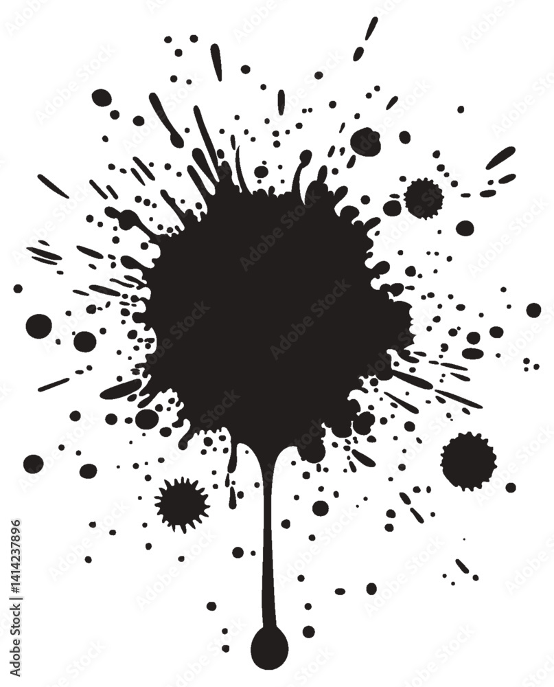 Fototapeta premium Dynamic Black Ink Splatter Illustration