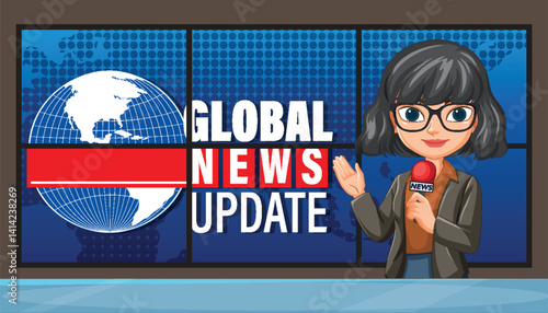 Animated News Anchor Illustration