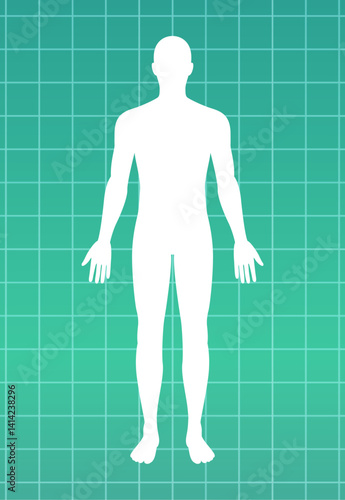 Human Silhouette on Medical Grid Background