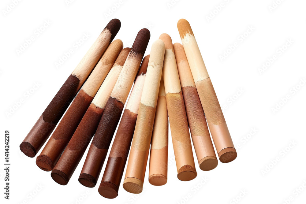 Artistic display of diverse makeup sticks on a light background for beauty lovers isolated on transparent background Artistic display of diverse makeup sticks on a light background for beauty lovers isolated on transparent background