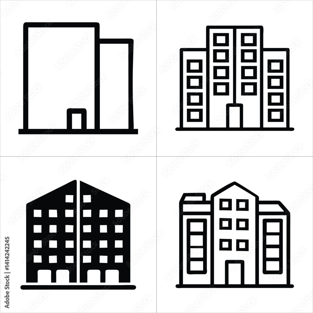 Obraz premium apartment complex icon set 