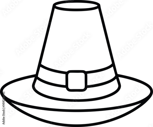 Heritage Hat Vector | Classic Pilgrim Style Symbol for Autumn & History Themes